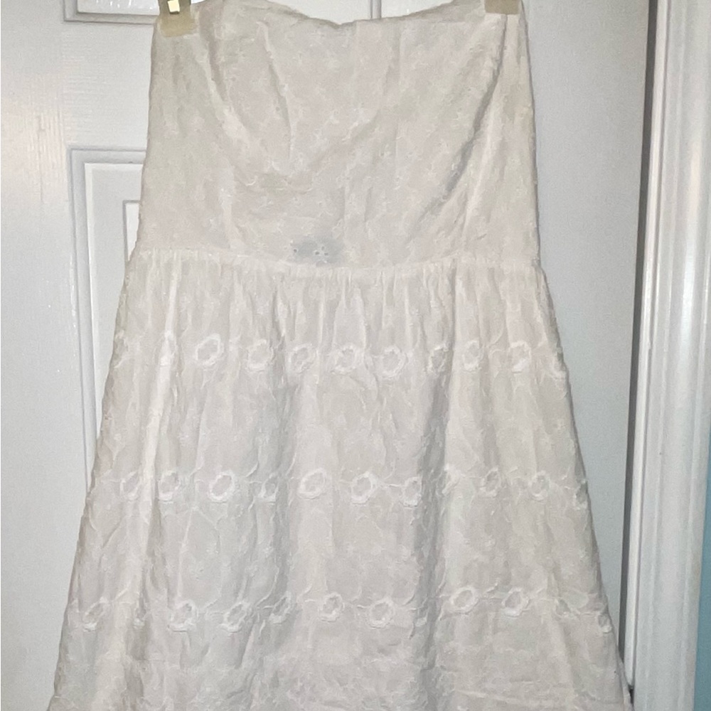 White Strapless Crocheted Summer dress